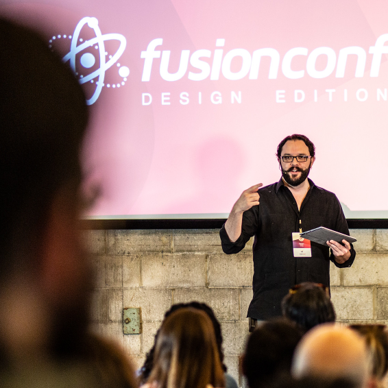 Speaker presenting at FusionConf Design Edition