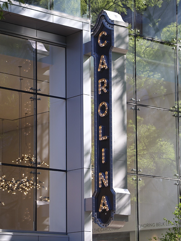 Carolina Theater exterior marquee sign